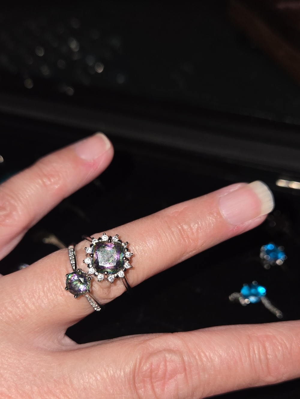 Set Of 17 Rings Women's Adjustable Multi-Color Gemstone Ring Collection - Picture 6 of 9